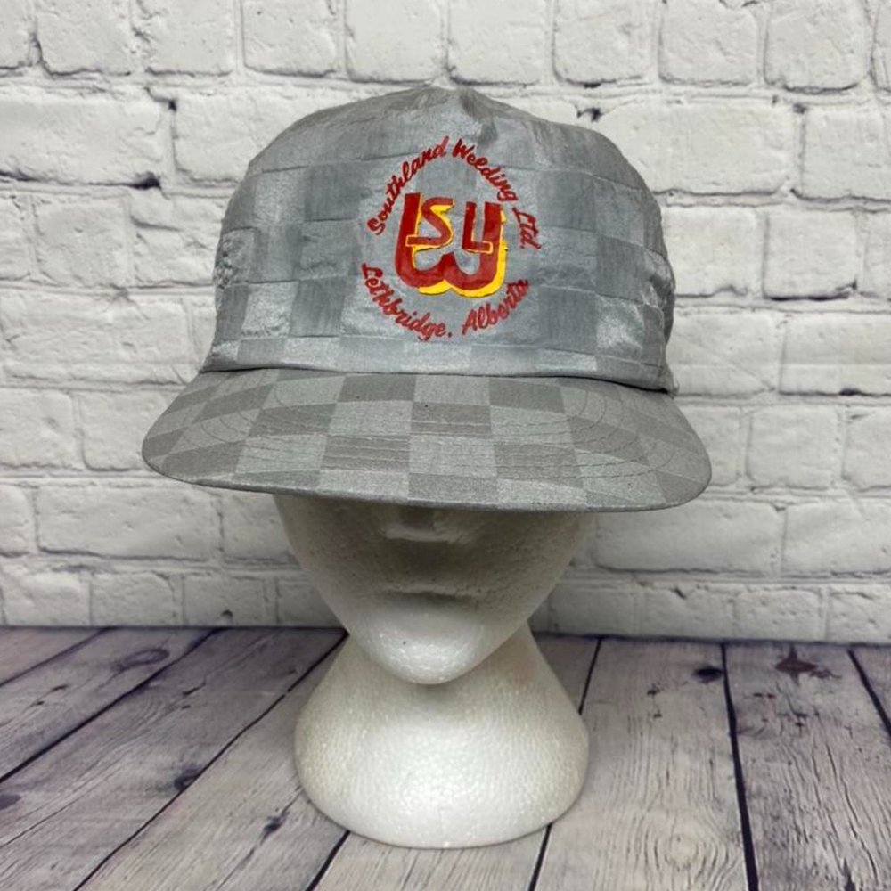 Vintage Trucker Hat Southland Welding Ltd Lethbridge Alberta Nylon Cap Checkered